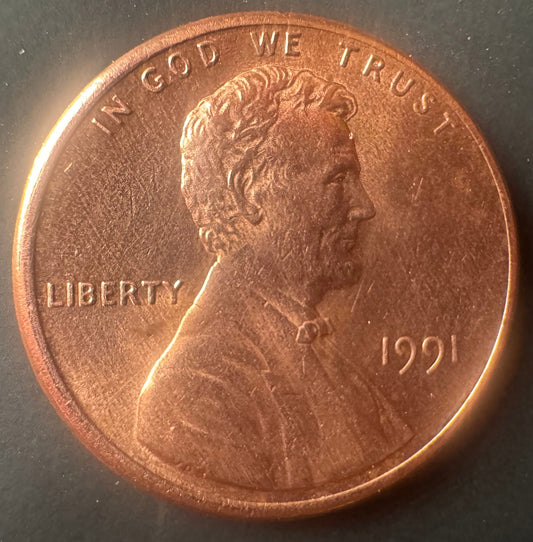 1991 (P) - Lincoln Cent with Die Crack